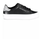 Zwarte Polyester Sneaker met Contrasterende Details Calvin Klein , Bla...