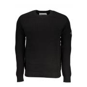 Zwarte longsleeve katoenen logoshirt Calvin Klein , Black , Heren