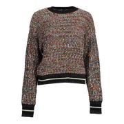 Zwarte longsleeve top contrastdetails Desigual , Black , Dames