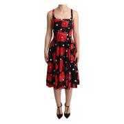 Siciliaanse Tasprint Mouwloze Midi Jurk Dolce & Gabbana , Black , Dame...