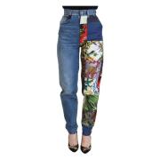 Blauwe Jacquard Majolica High Waist Jeans Dolce & Gabbana , Blue , Dam...