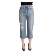 Hoge Taille Capri Cropped Denim Jeans Dolce & Gabbana , Blue , Dames