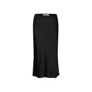 Zwarte Midi Rok Slim Fit Bias Cut Samsøe Samsøe , Black , Dames