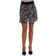 Elegante Kant Mini Rok met Kristaldetails Dolce & Gabbana , Black , Da...