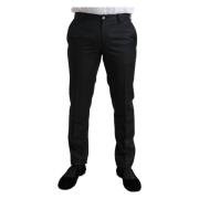 Elegante Slim Fit Jurk Broek Dolce & Gabbana , Black , Heren