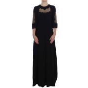 Zwarte wollen maxi-jurk met halslijn Dolce & Gabbana , Black , Dames