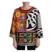 Barok Zijden Blouse met Ronde Halslijn Dolce & Gabbana , Multicolor , ...