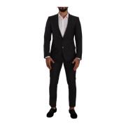 Elegant Zwart Wol Martini Suit Dolce & Gabbana , Black , Heren