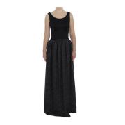 Elegante Zwarte Maxi Sheath Jurk Dolce & Gabbana , Black , Dames