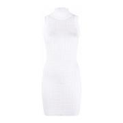 Witte Gebreide Jurk met Monogram Detail Balmain , White , Dames