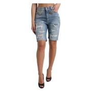 Hoge taille versierde Bermuda denim shorts Dolce & Gabbana , Blue , Da...