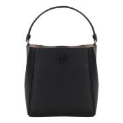 Stijlvolle Bucket Tas met Logo Detail Tory Burch , Black , Dames