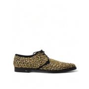 Elegante Goud Zwart Suède Derby Schoenen Dolce & Gabbana , Yellow , He...