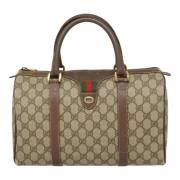 Pre-owned Leather travel-bags Gucci Vintage , Beige , Dames