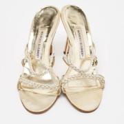 Pre-owned Leather sandals Manolo Blahnik Pre-owned , Gray , Dames