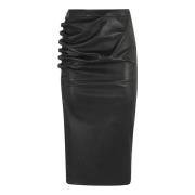 Zwarte leren rok met zijsplit Paco Rabanne , Black , Dames