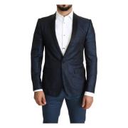 Blauwe Slim Fit Martini Blazer Jas Dolce & Gabbana , Blue , Heren