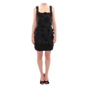 Zwarte Paillet Mini Shift Jurk Dolce & Gabbana , Black , Dames