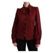 Zijden Polo Blouse in Kastanjebruin Dolce & Gabbana , Brown , Dames