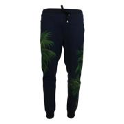 Luxe Katoenen Joggingbroek met Print Dolce & Gabbana , Blue , Heren