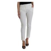 Luxe Witte Taps Toelopende Mid-Taille Broek Dolce & Gabbana , White , ...