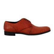 Exotische Leren Jurk Derby Schoenen Dolce & Gabbana , Orange , Heren