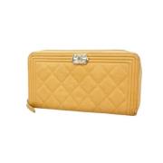 Pre-owned Leather wallets Chanel Vintage , Beige , Dames