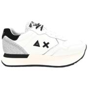 Witte Leren Sneakers - Kelly Model Sun68 , White , Heren