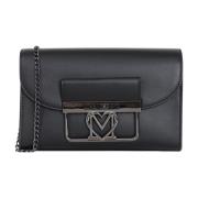 Zwarte Pochette met Hart Logo en Kettingriem Love Moschino , Black , D...