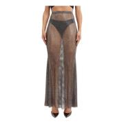 Maxi Mesh Kristalversierde Rok Santa Brands , Black , Dames