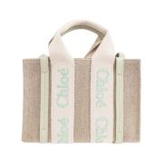 Groene Woody Mini Tote Tas Chloé , Green , Dames