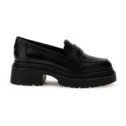 Zwarte Leren Loafers voor Vrouwen Guess , Black , Dames