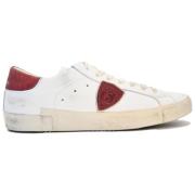 Lage Top Sneakers in Wit Rood Philippe Model , White , Heren