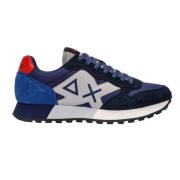 Basis Suède Sneakers met Geborduurd Logo Sun68 , Blue , Heren