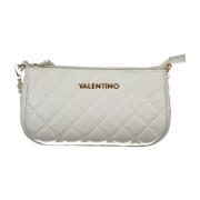 Witte Schoudertas met Afneembare Kettingriem en Ritssluiting Valentino...