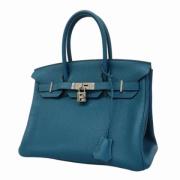 Pre-owned Leather handbags Hermès Vintage , Blue , Dames