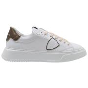 Witte Bruin Leren Sneakers Philippe Model , White , Heren