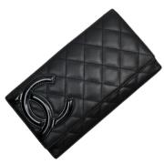 Pre-owned Leather wallets Chanel Vintage , Black , Dames