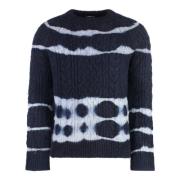 Geribbelde crew-neck alpaca trui Malo , Blue , Heren