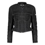 Gestructureerde Moiré Stof Jas Marine Serre , Black , Dames