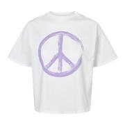 Witte Peace Katoenen Tee met Lila Letters American Dreams , White , Da...