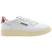 Lage Man Leren Sneakers Wit Rood Autry , White , Heren