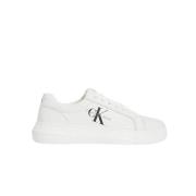 Stijlvolle Leren Sneakers Calvin Klein , White , Dames