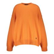 Geribbelde wollen trui met logopatch Dsquared2 , Orange , Dames