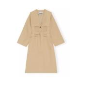 Stijlvolle Beige Trenchcoat met Geborduurd Logo Ganni , Beige , Dames