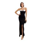 Zwarte avondjurk met zilveren paneel Mugler , Black , Dames