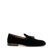 Zwarte Velvet Kwast Slip-On Schoenen Tom Ford , Black , Heren