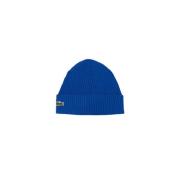 Blauwe Lazuli Geribbelde Gebreide Wintermuts Lacoste , Blue , Heren