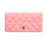 Pre-owned Leather wallets Chanel Vintage , Pink , Dames