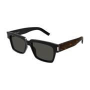 Vadim 002 Zonnebril Zwart Havana Grijs Saint Laurent , Black , Heren